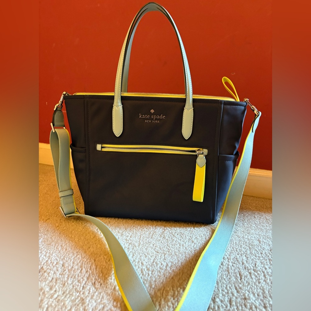 Kate Spade Navy and Yellow Tote Bag